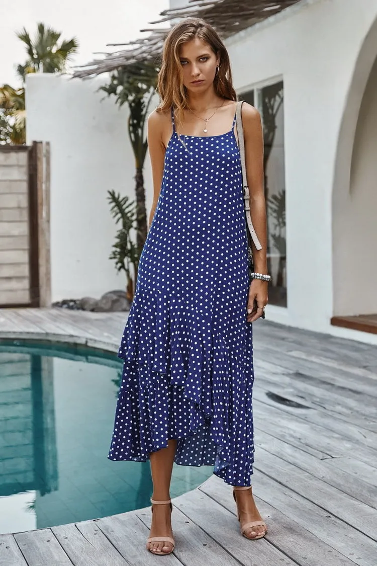 Ruffled Polka Dot Slip Dress