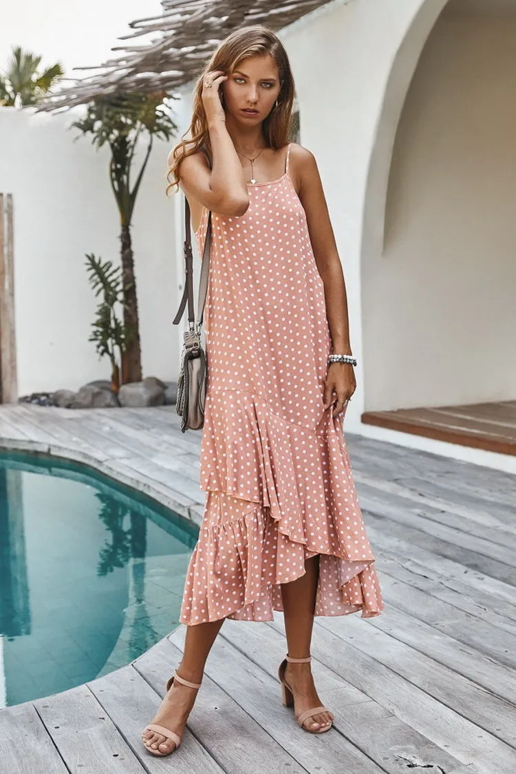 Ruffled Polka Dot Slip Dress