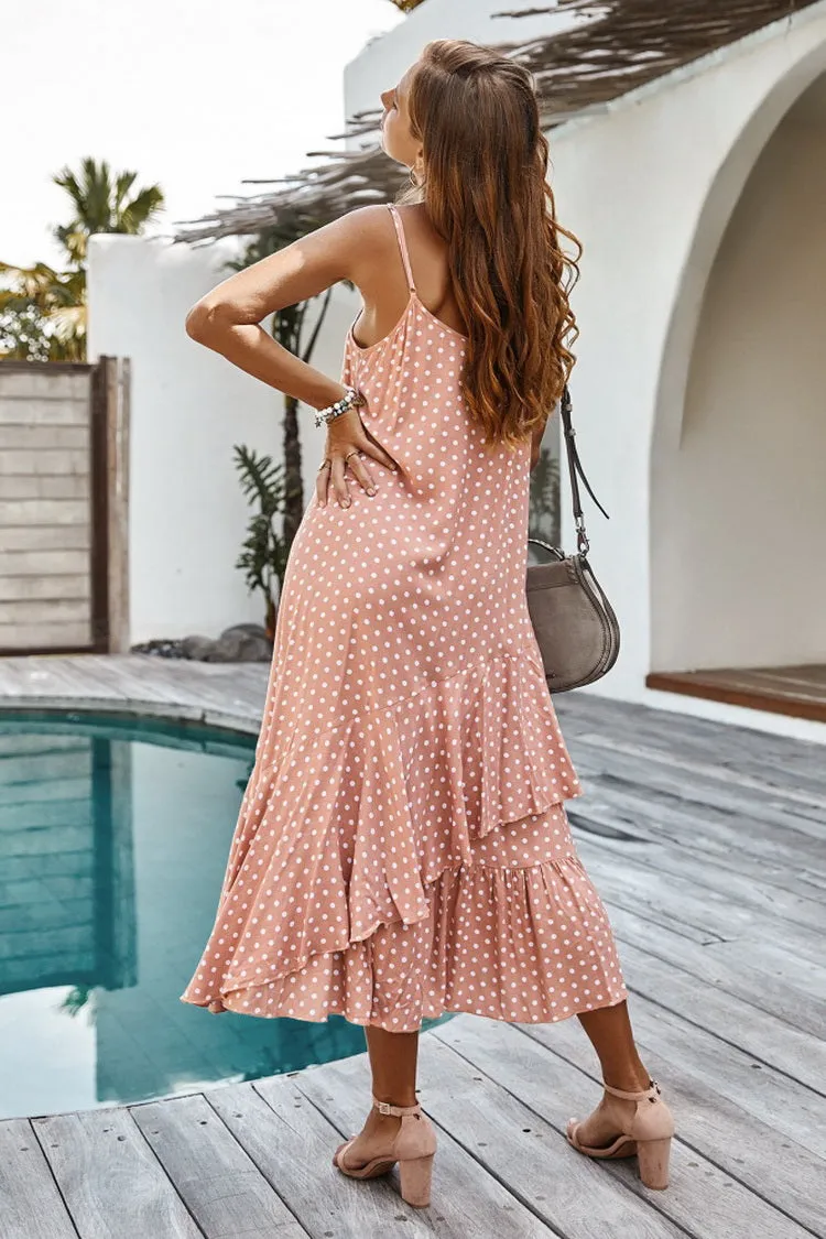 Ruffled Polka Dot Slip Dress