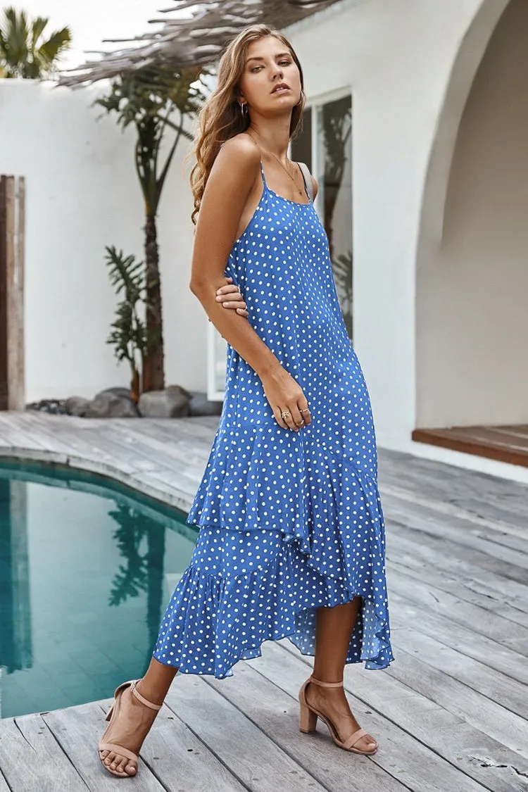 Ruffled Polka Dot Slip Dress