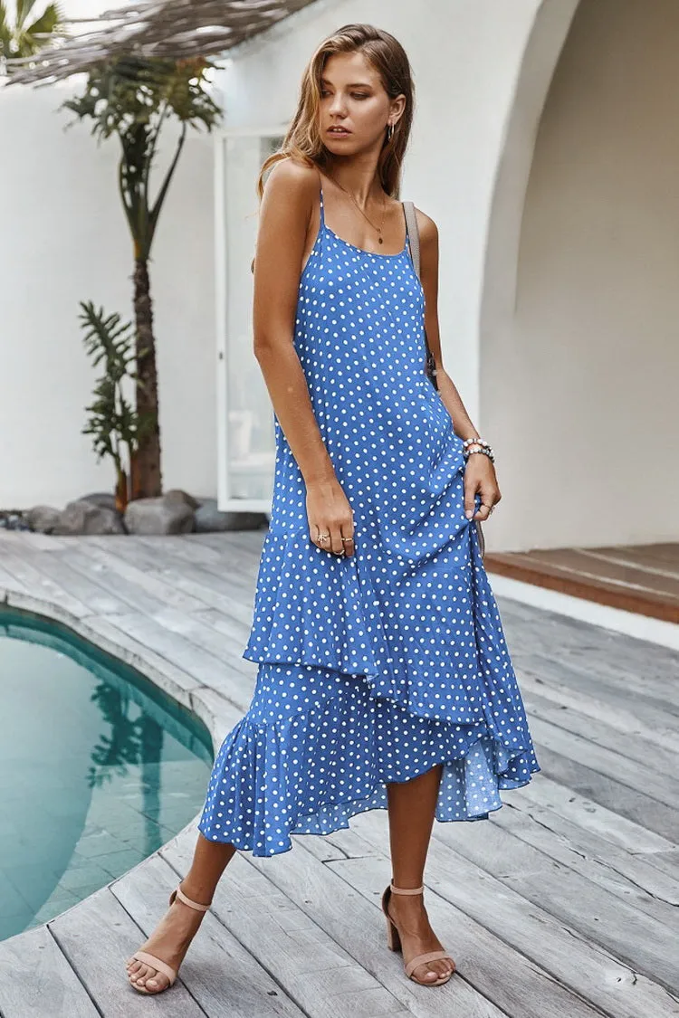 Ruffled Polka Dot Slip Dress