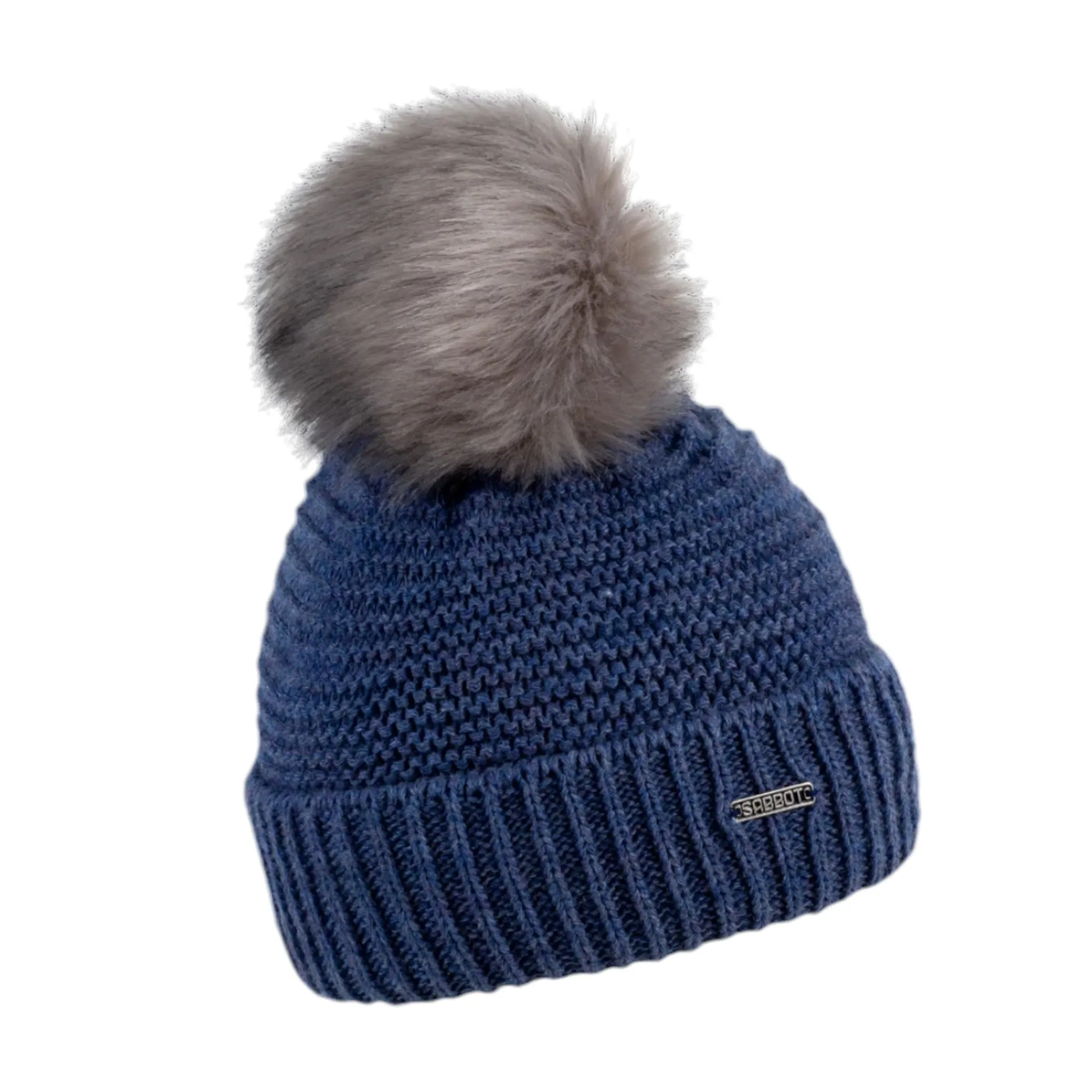 Sabbot Eva Faux Fur Bobble Hat Denim Blue