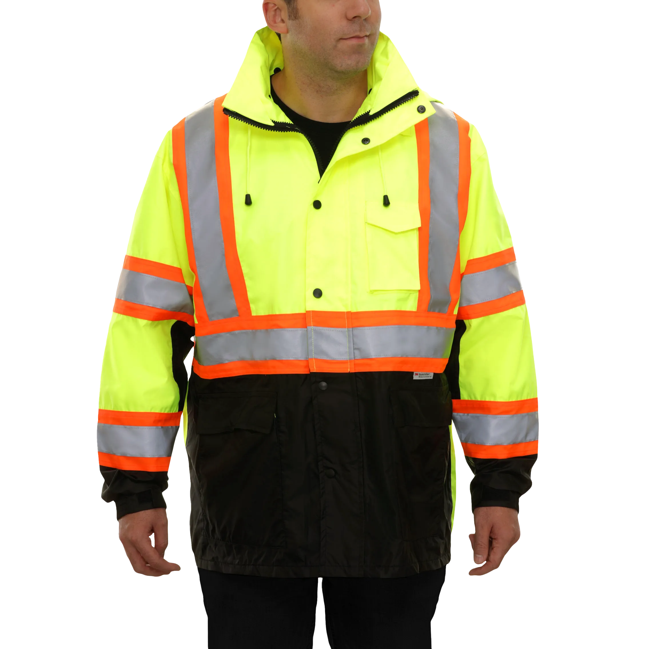 Safety DOT Jacket HiVis Parka Breathable Waterproof Hooded