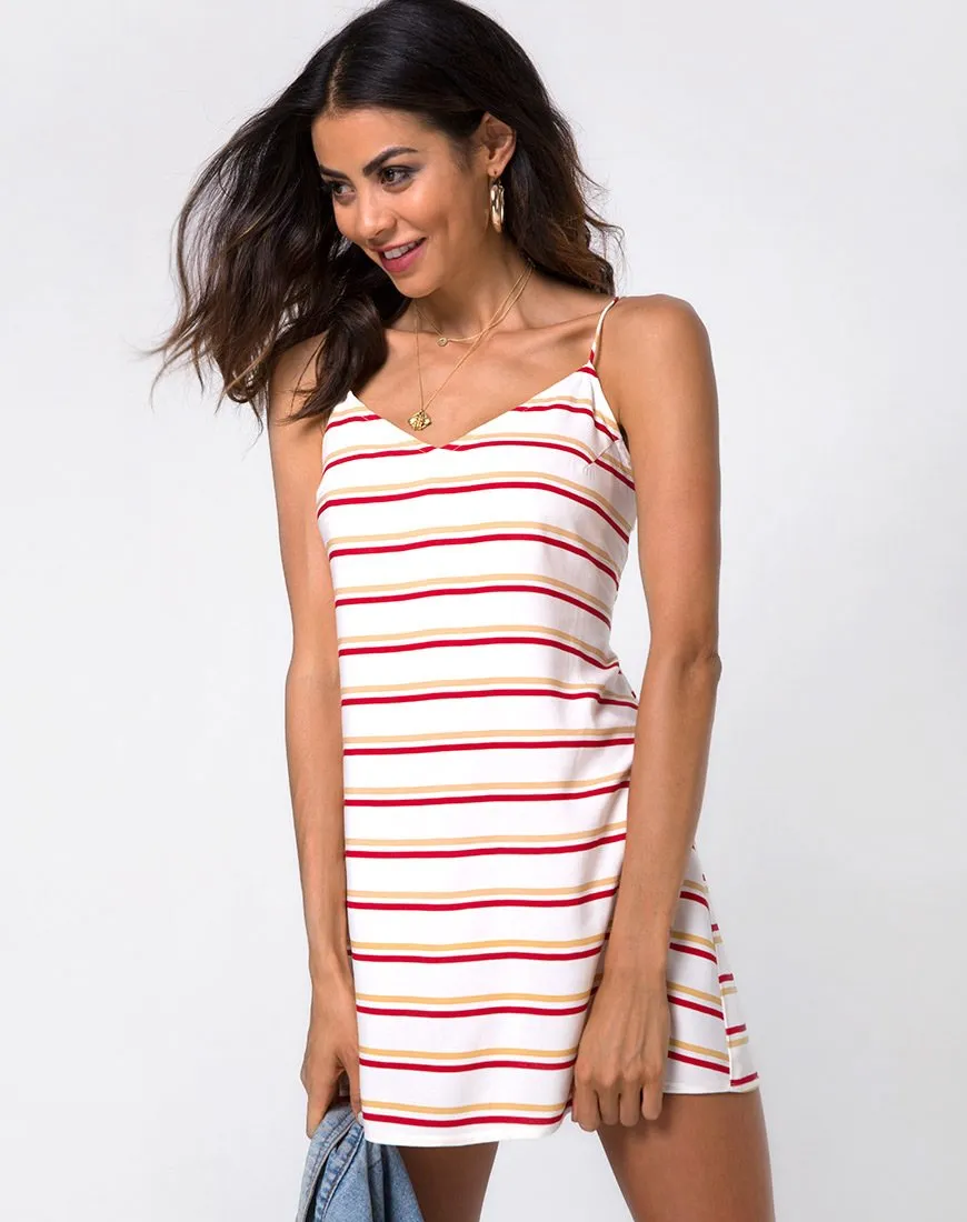 Sagra Slip Dress in 70's Ivory Horizontal Stripe