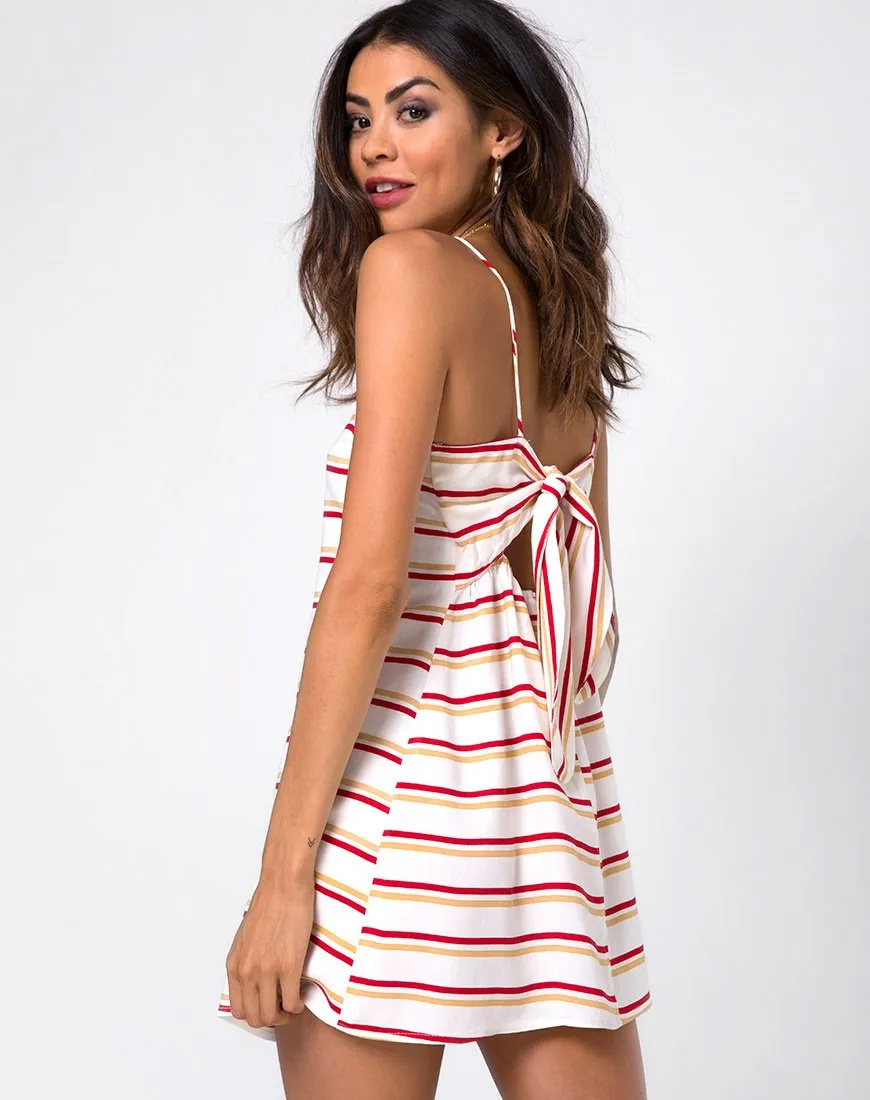 Sagra Slip Dress in 70's Ivory Horizontal Stripe