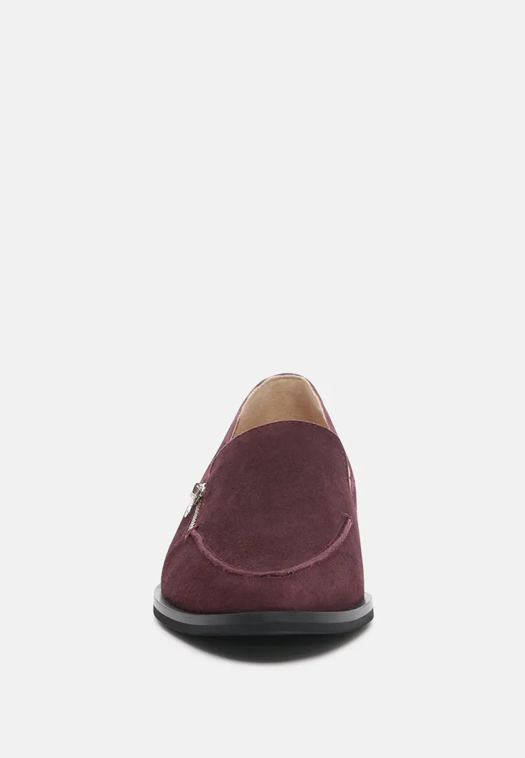 SARA Burgundy Suede Slip-on Loafers