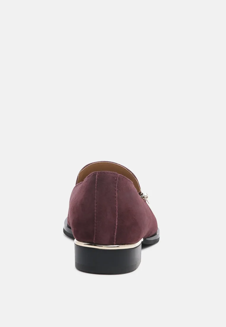 SARA Burgundy Suede Slip-on Loafers