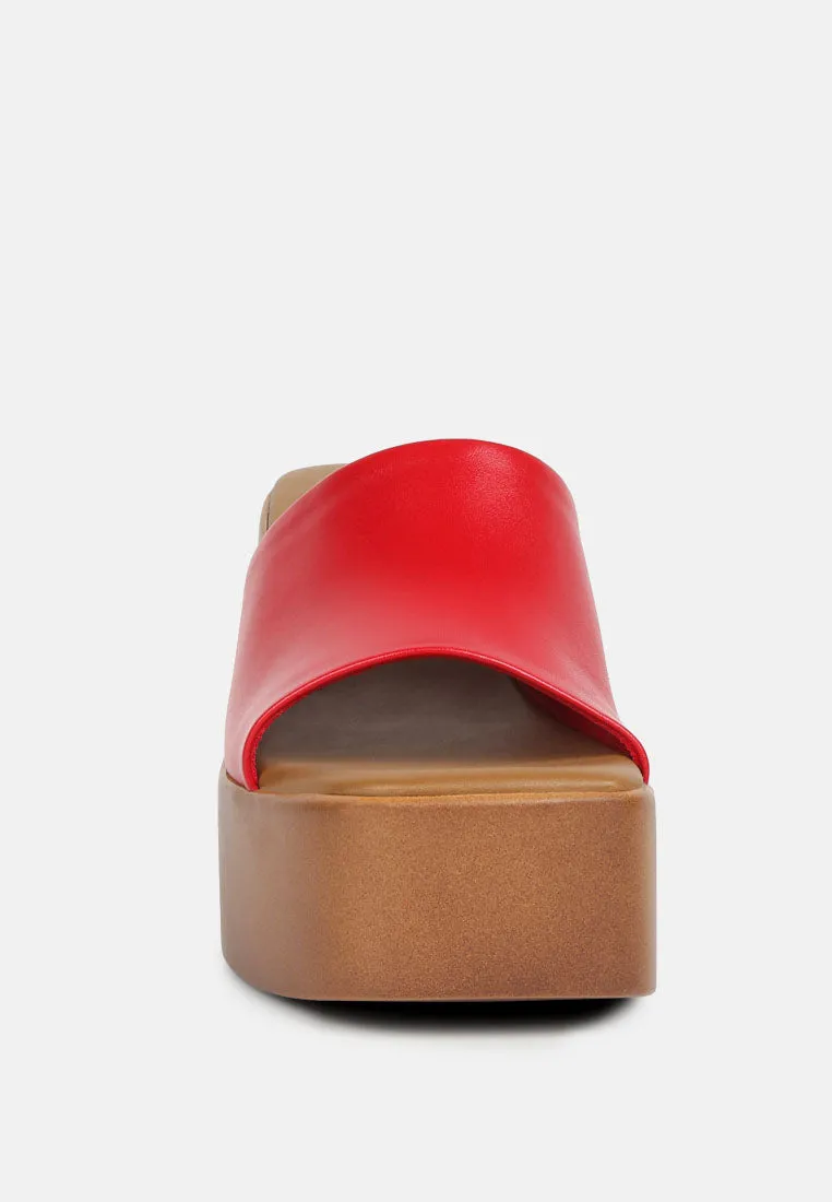 SCANDAL Slip on Block Heel Sandals in Red