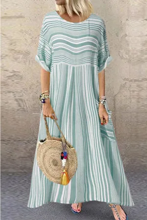 Scoop Striped Pocket Maxi Dress