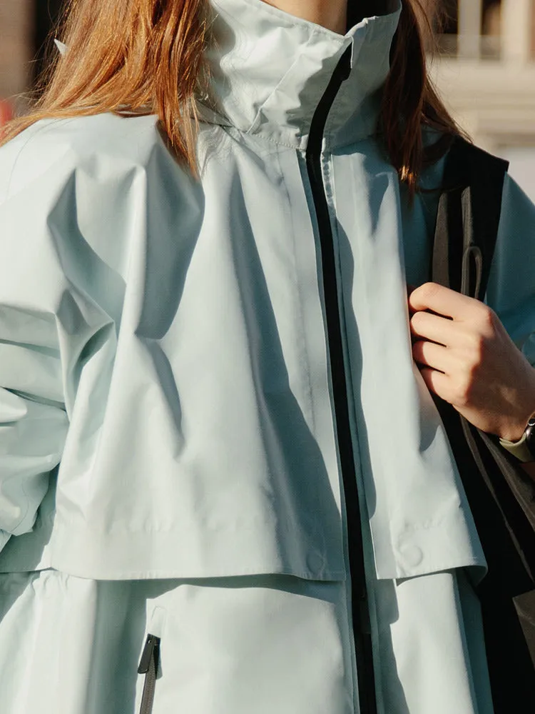 Sea Blue Slim Hooded Trench Coat