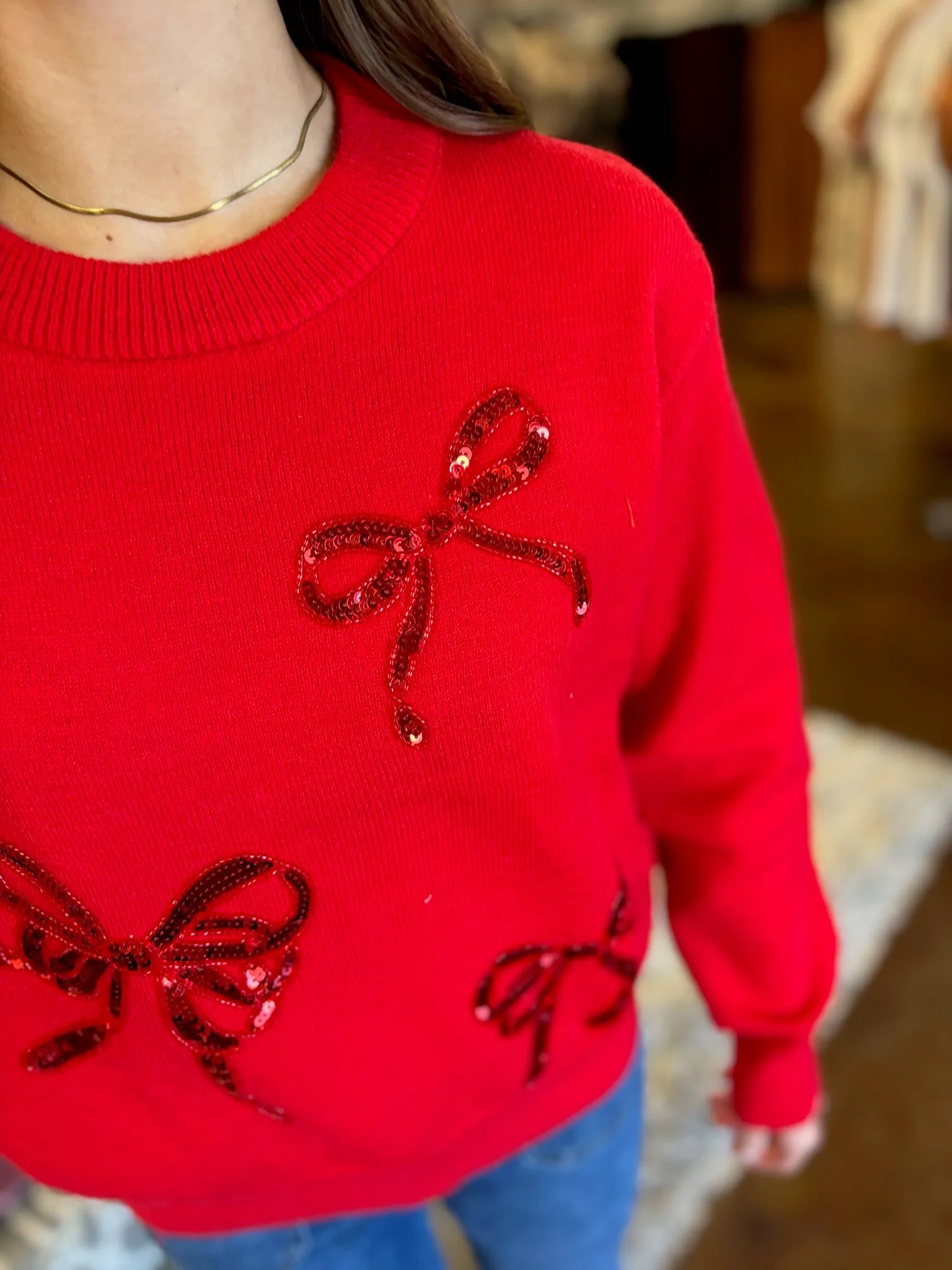 Sequins Bow Sweater