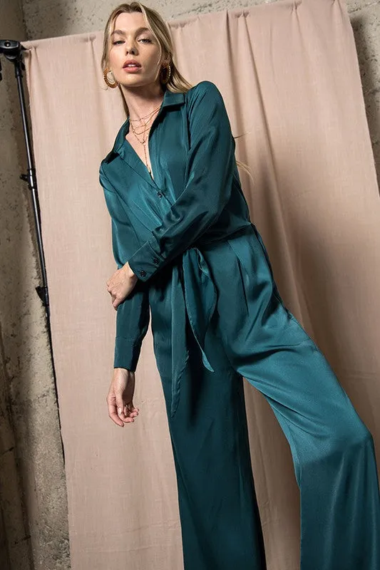 Serina Satin Front Tie Jumpsuit