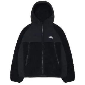 SHERPA PANELED HOODED JACKET BLACK