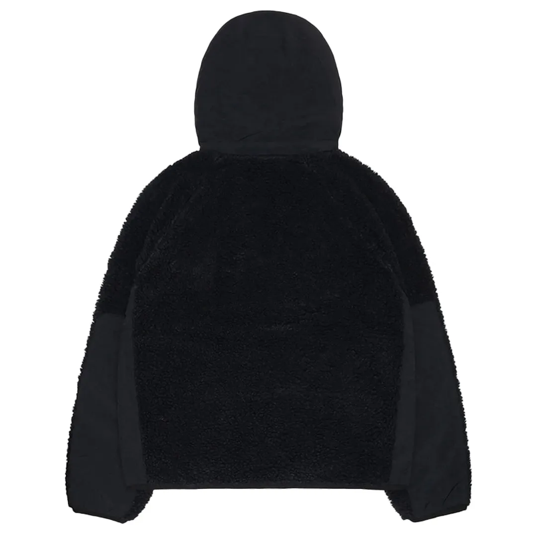 SHERPA PANELED HOODED JACKET BLACK