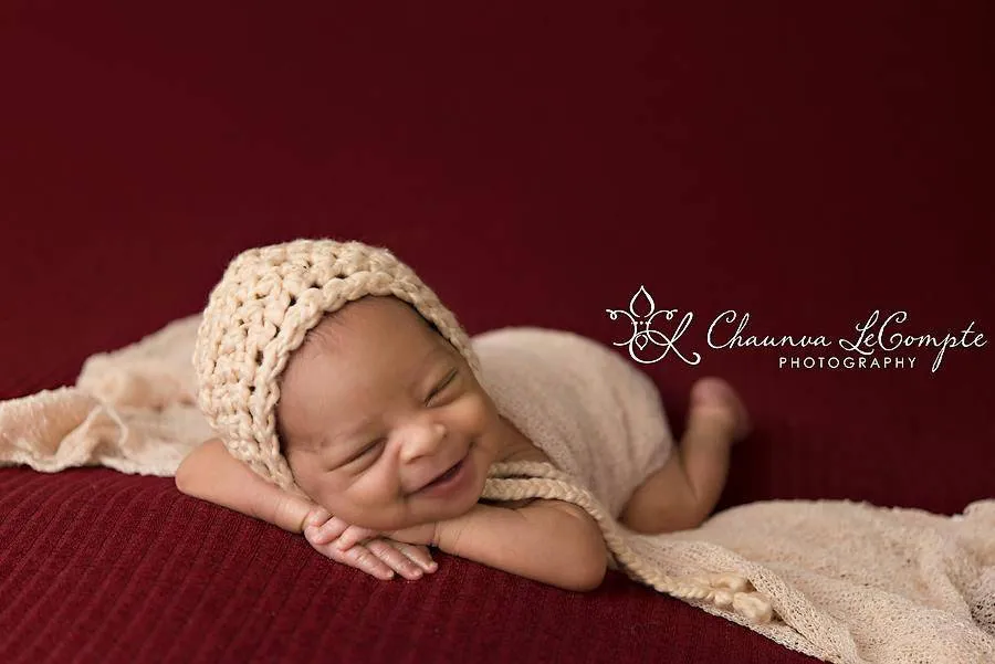 Simply Cotton Baby Bonnet in Macadamia