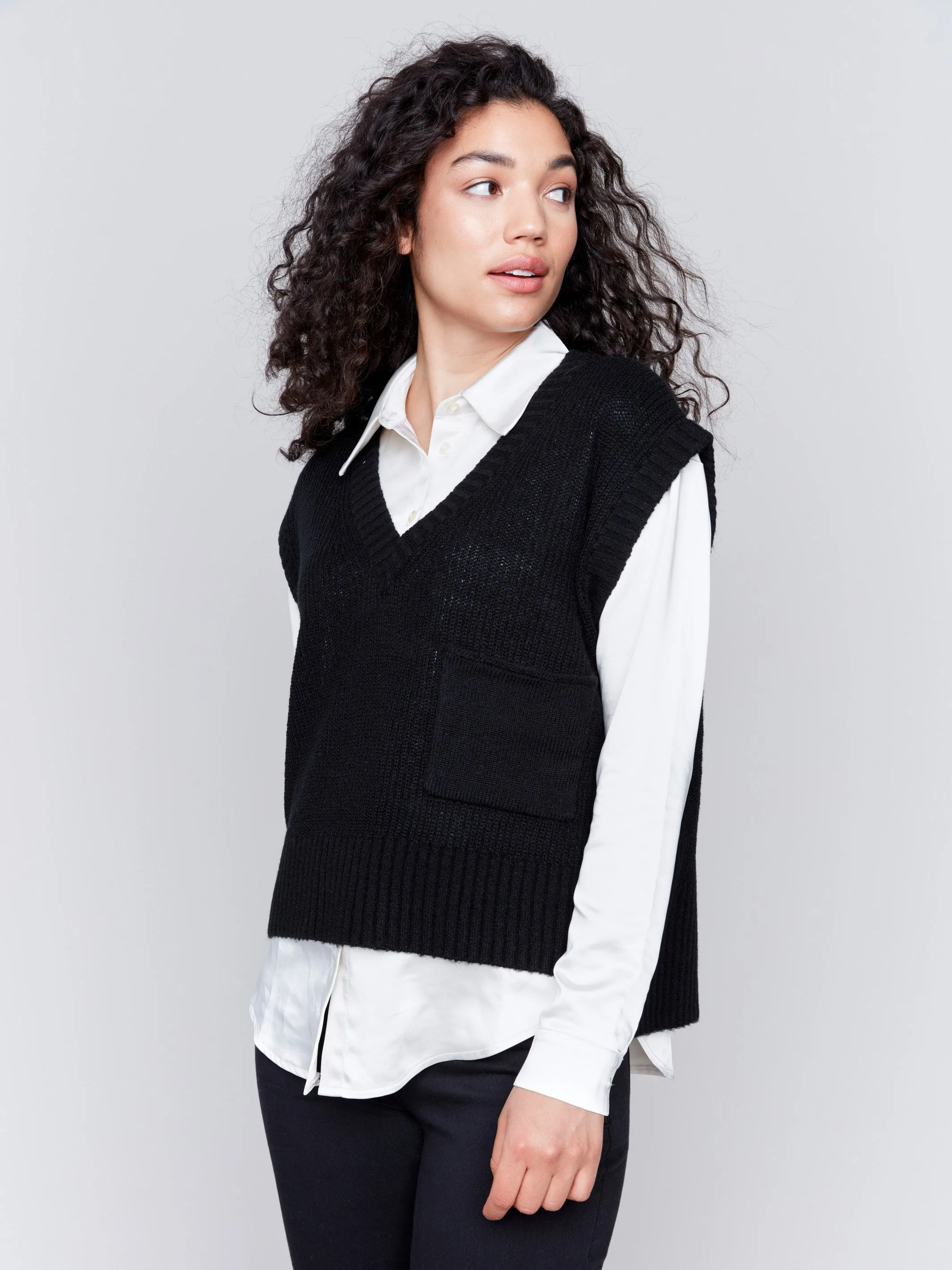 Soft Touch Sweater Vest - Black