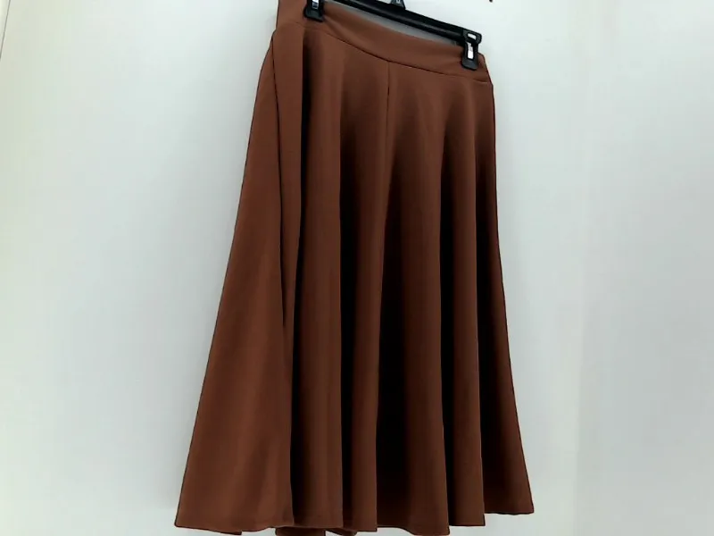 Ssoulm Women's Line Midi Skirt Stretch Strap Pull On Color Brown Size XLarge