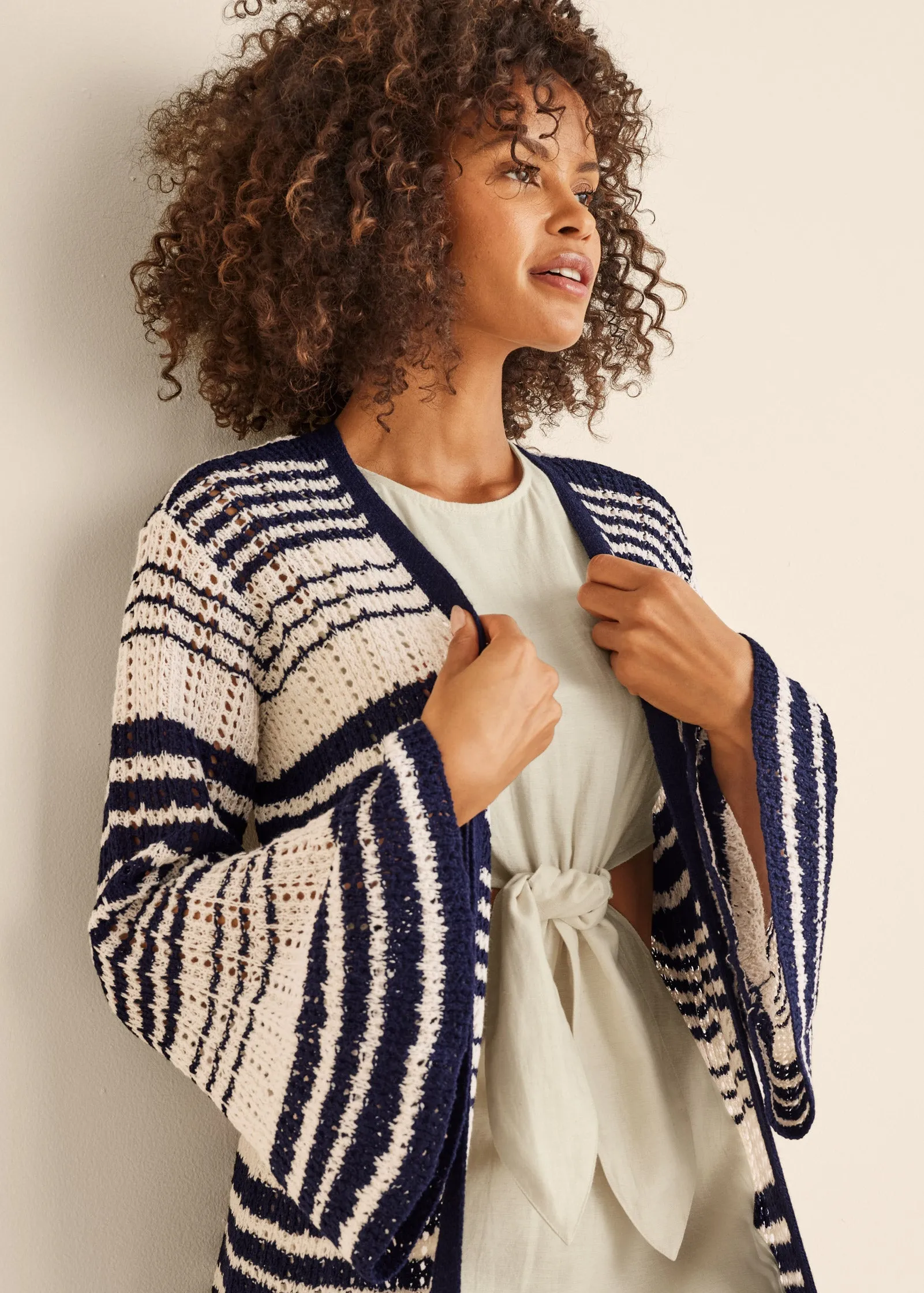 Stripe Duster  - Navy Multi