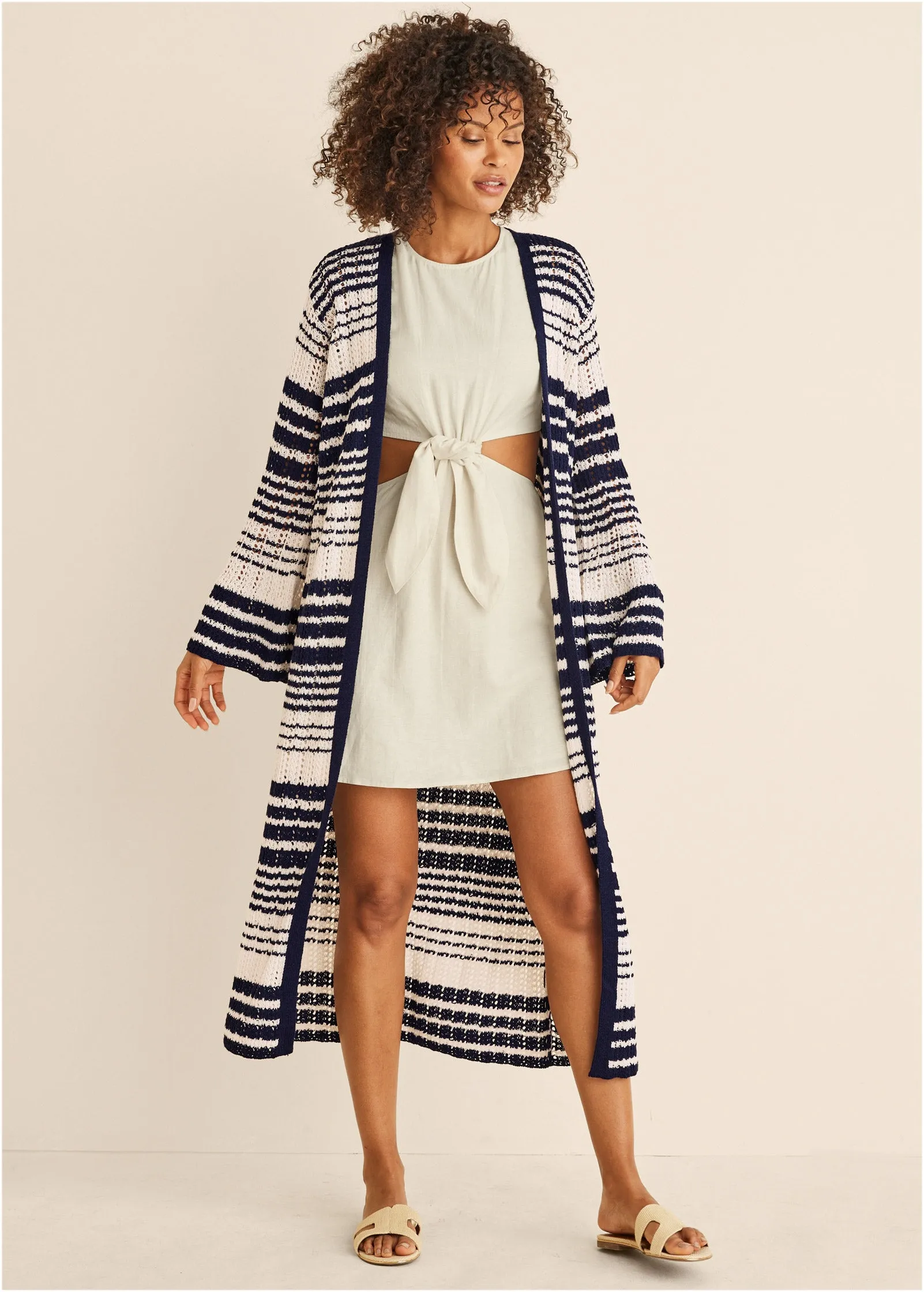 Stripe Duster  - Navy Multi