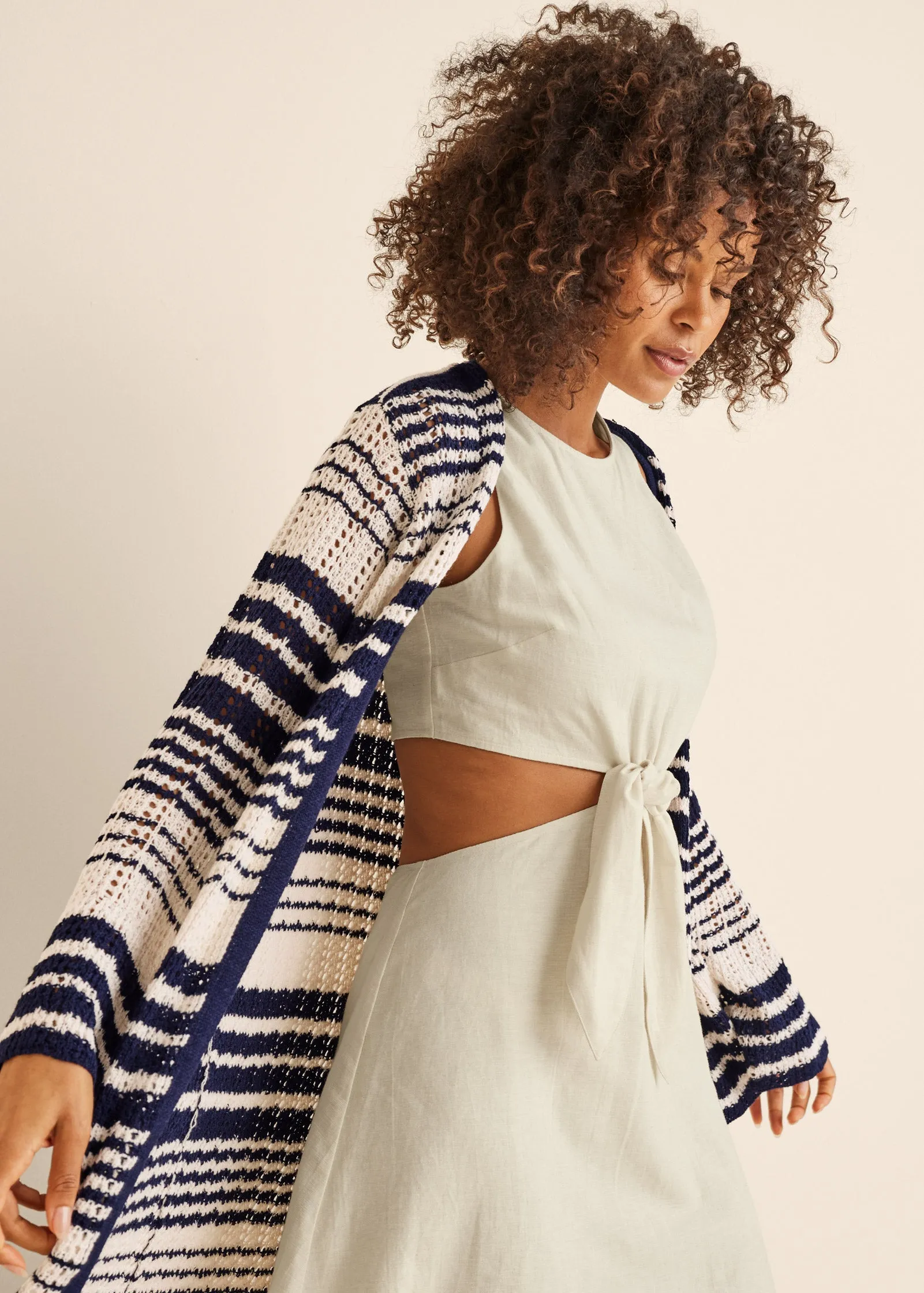 Stripe Duster  - Navy Multi