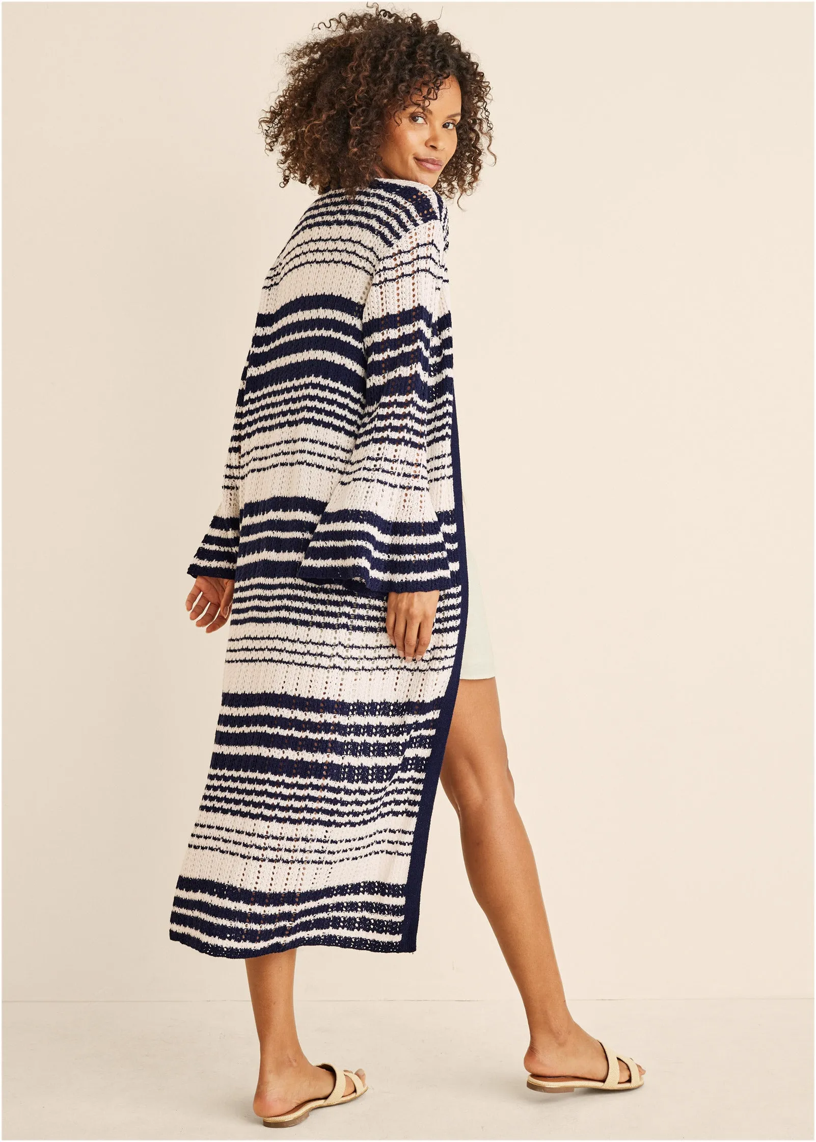 Stripe Duster  - Navy Multi