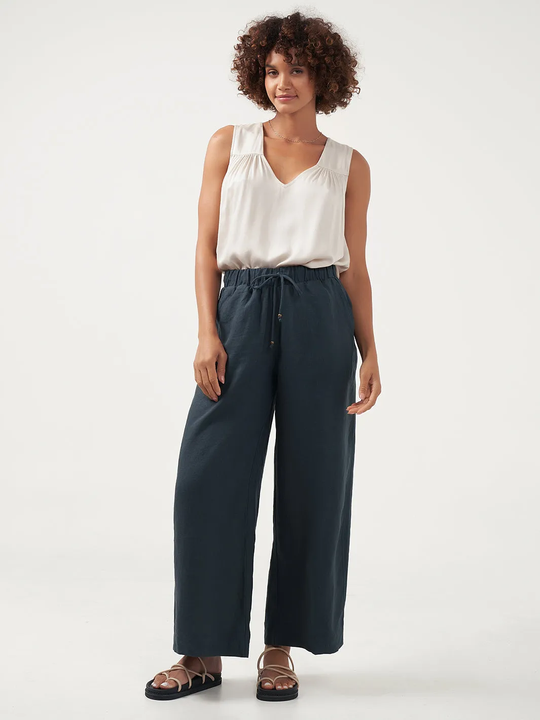 Sundara Linen Pants Charcoal