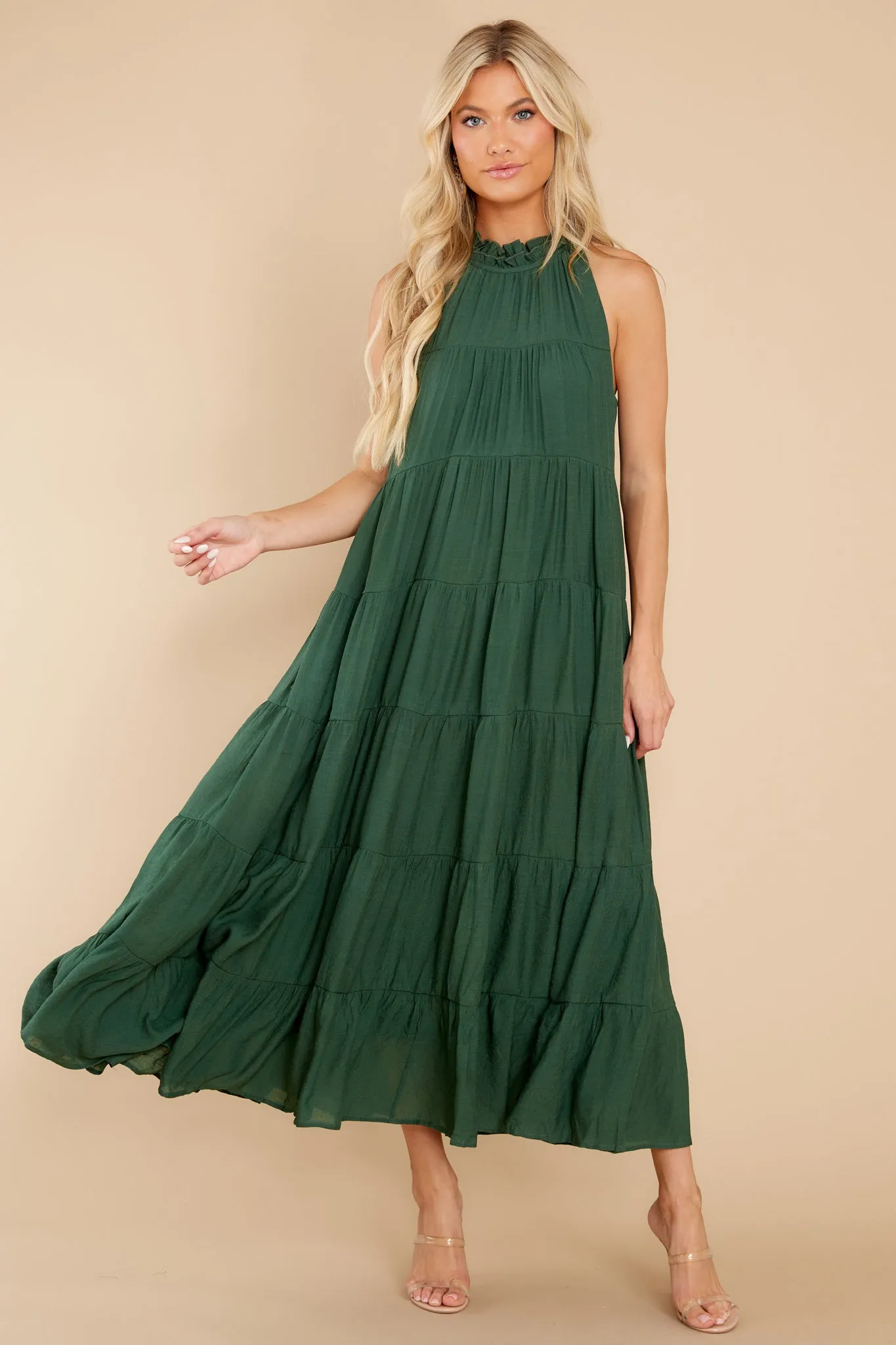 Take Me Dancing Dark Green Maxi Dress