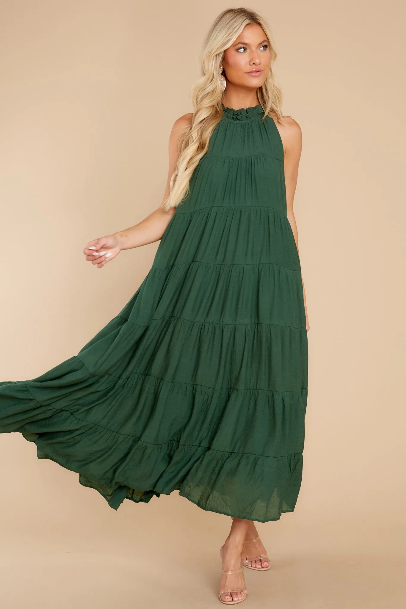 Take Me Dancing Dark Green Maxi Dress