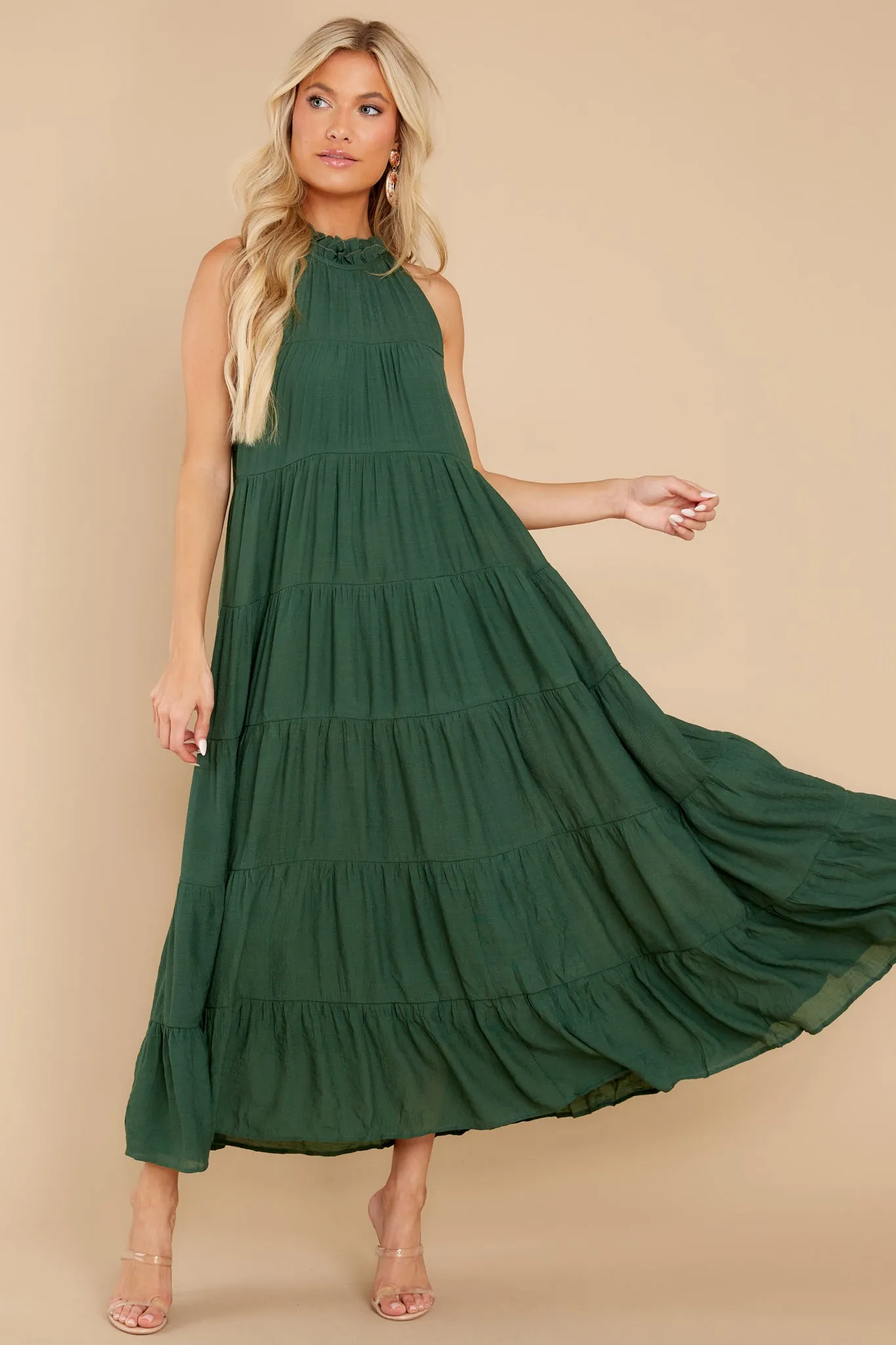 Take Me Dancing Dark Green Maxi Dress