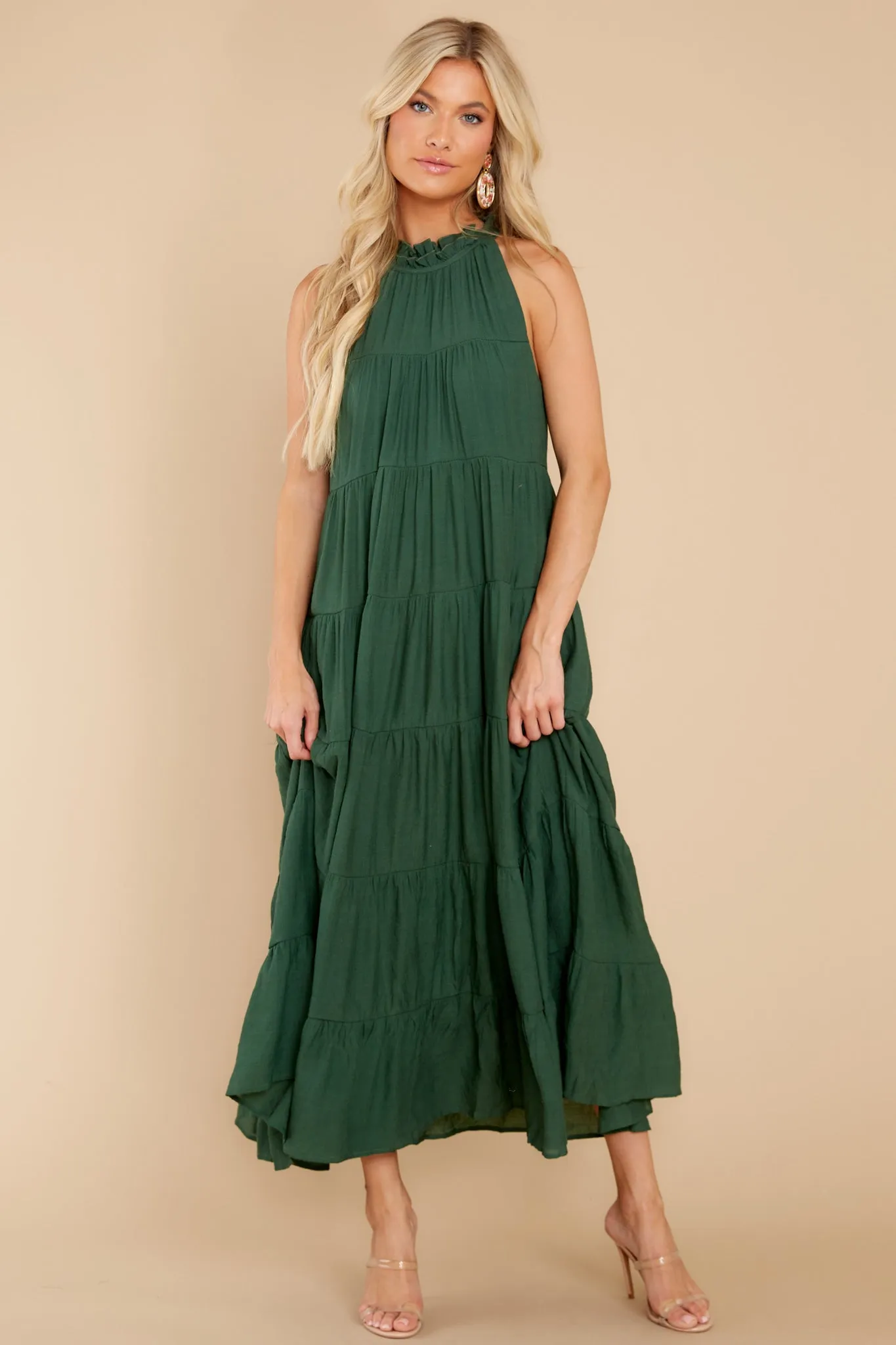 Take Me Dancing Dark Green Maxi Dress