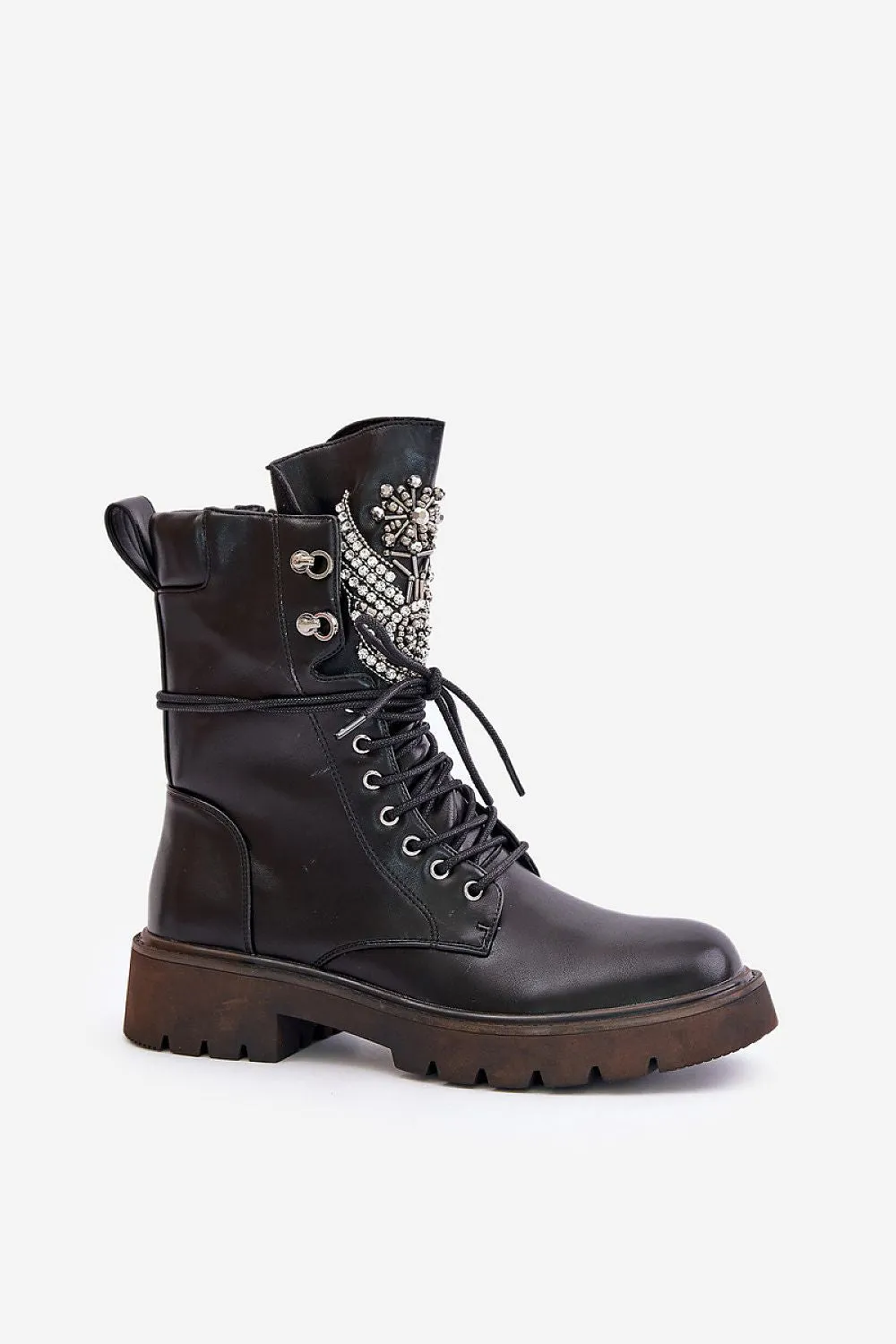 TEEK - Bejeweled Tougue Laced Boots