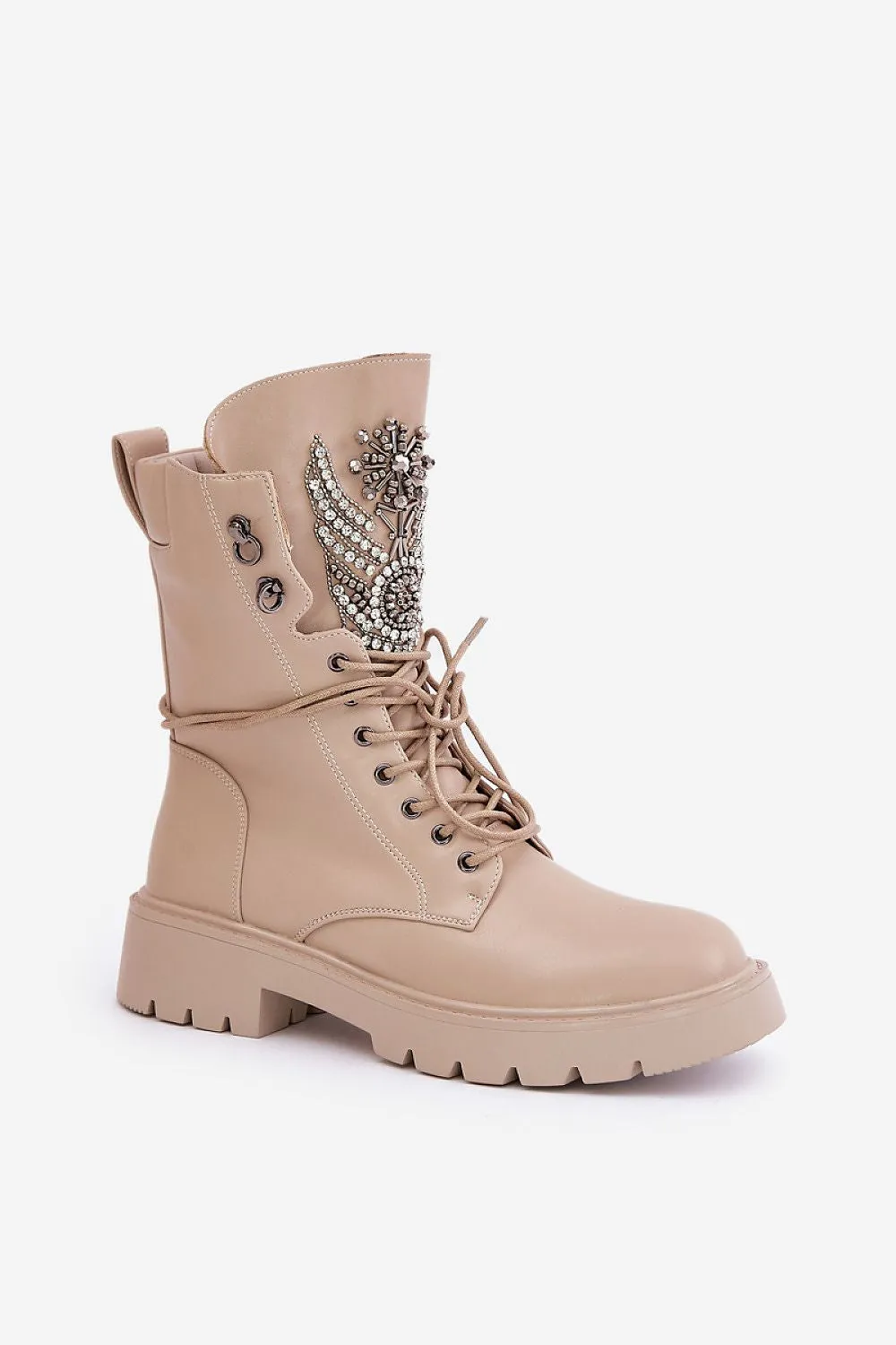 TEEK - Bejeweled Tougue Laced Boots