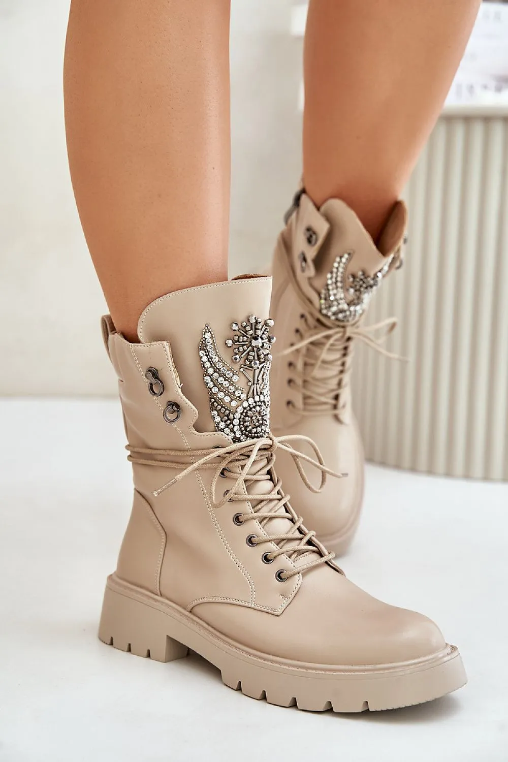 TEEK - Bejeweled Tougue Laced Boots