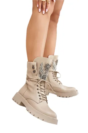 TEEK - Bejeweled Tougue Laced Boots