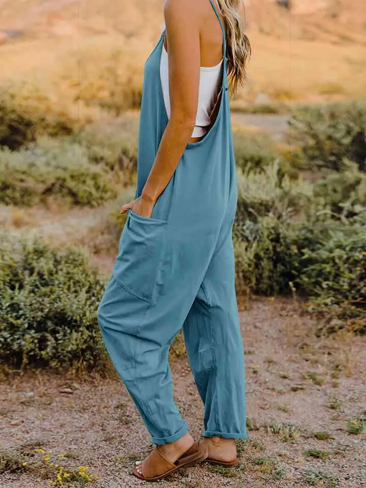 TEEK - Varied Color V-Neck Sleeveless Jumpsuit with Pocket