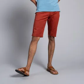 Terra Cotta Orange Red Cotton Lycra Stretch Shorts