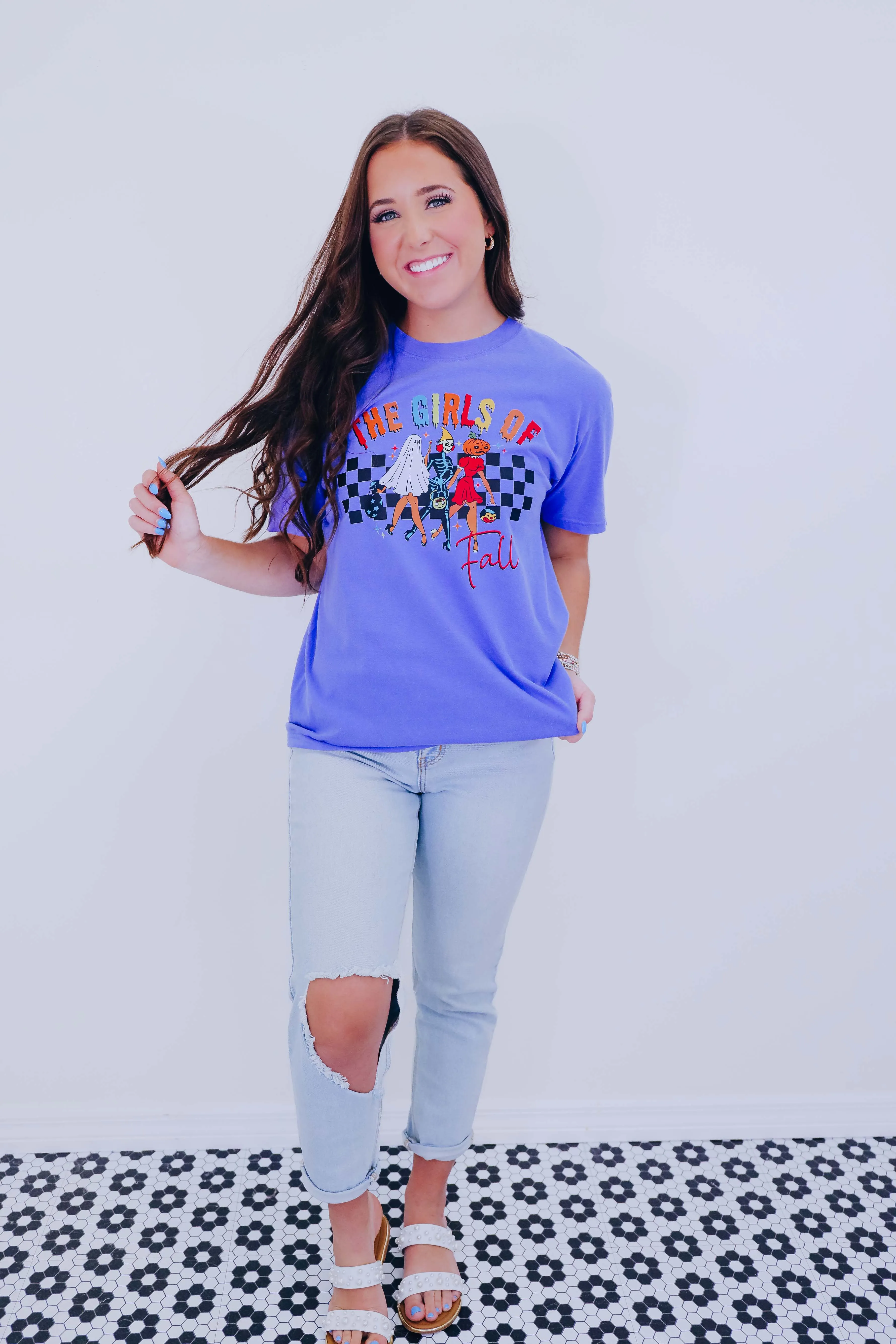 The Girls Of Fall Graphic Tee S-3X - Blue