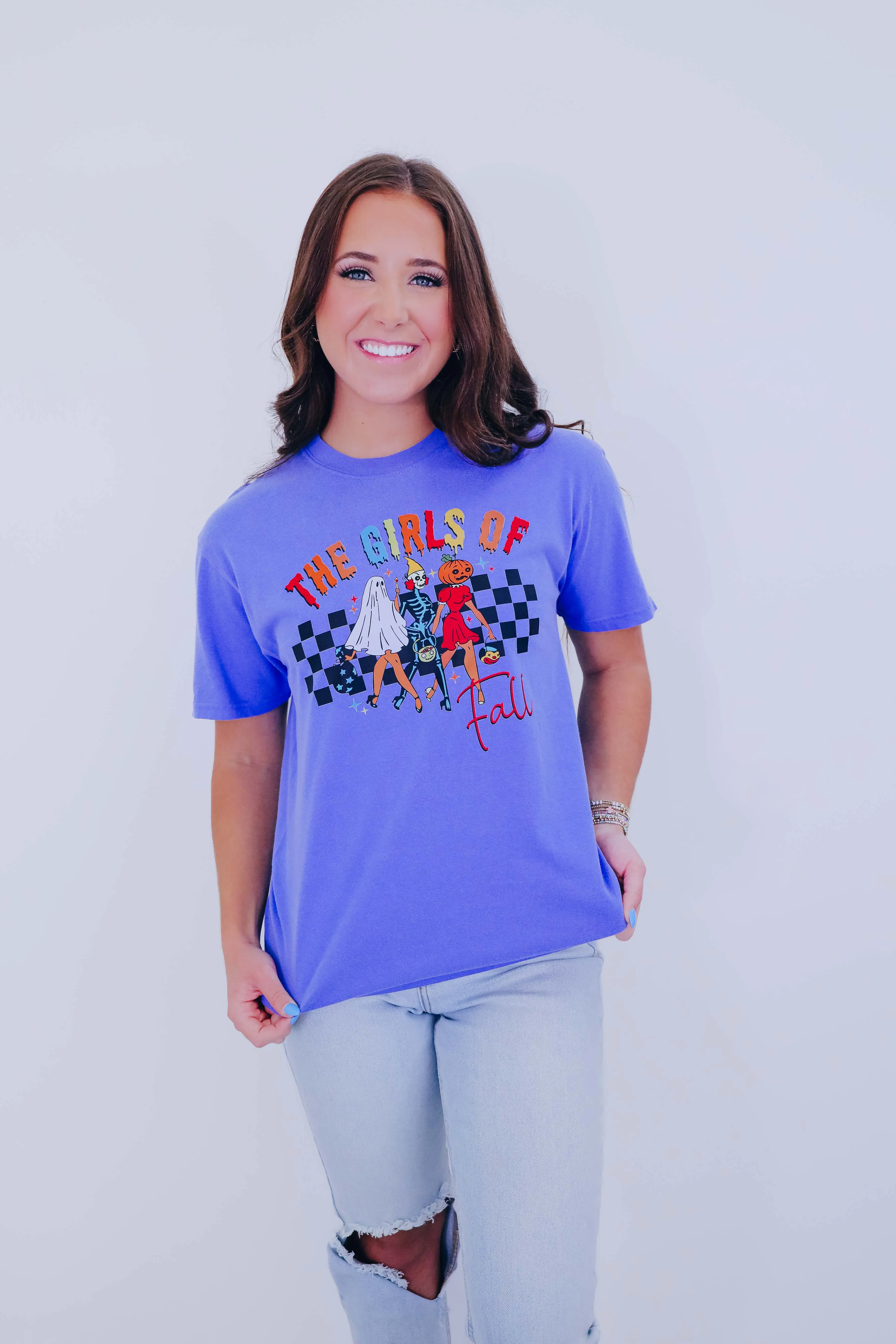 The Girls Of Fall Graphic Tee S-3X - Blue