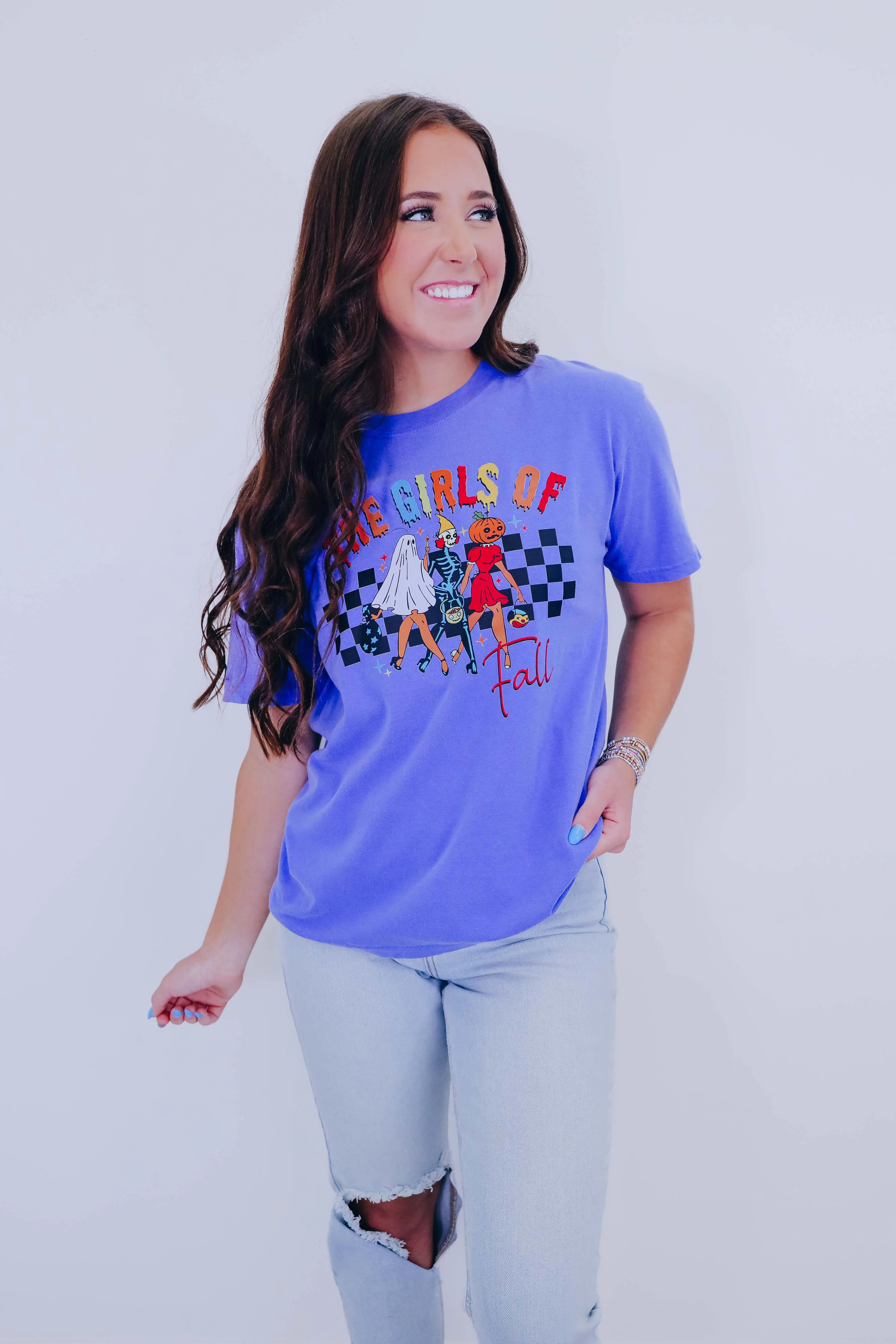 The Girls Of Fall Graphic Tee S-3X - Blue