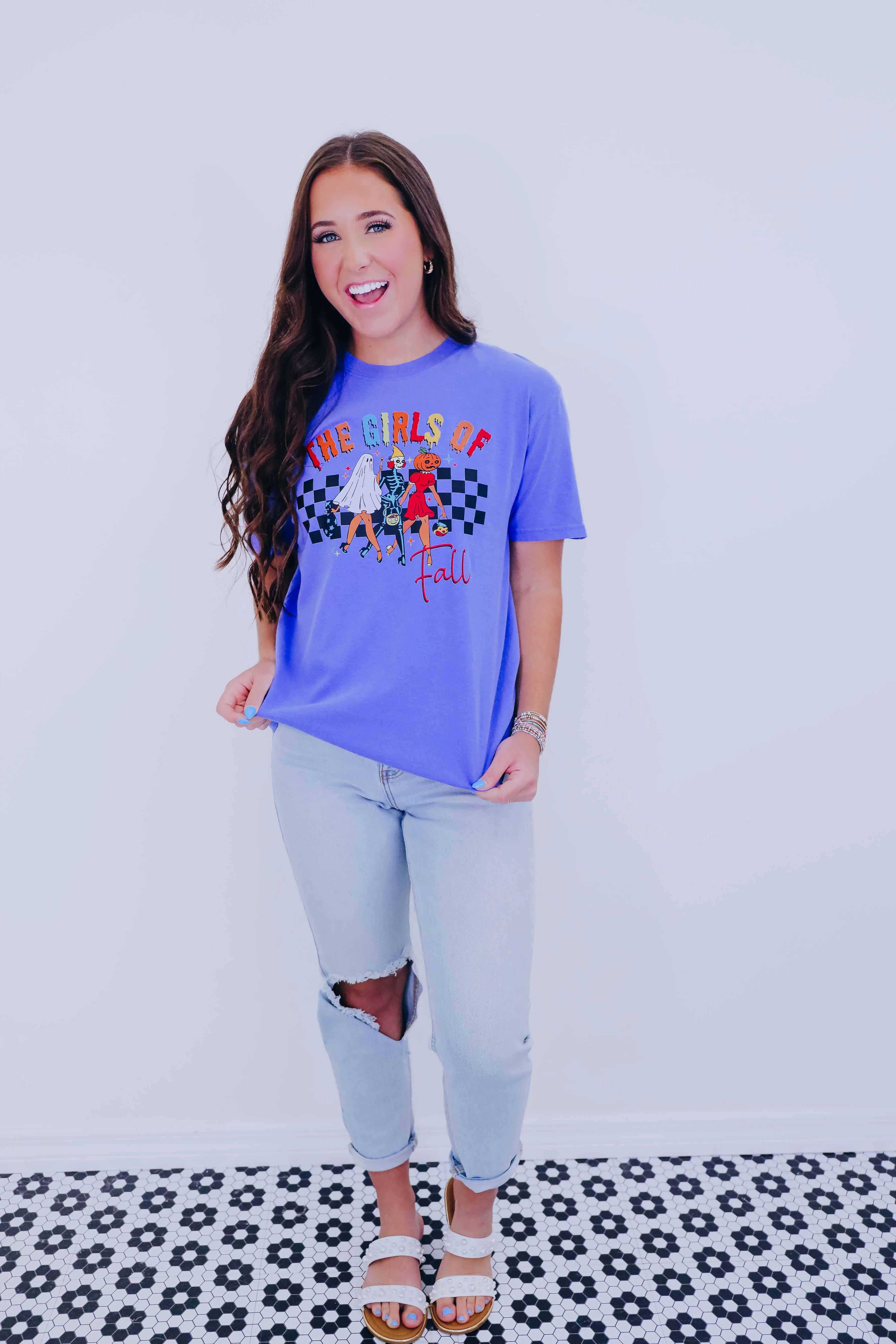 The Girls Of Fall Graphic Tee S-3X - Blue