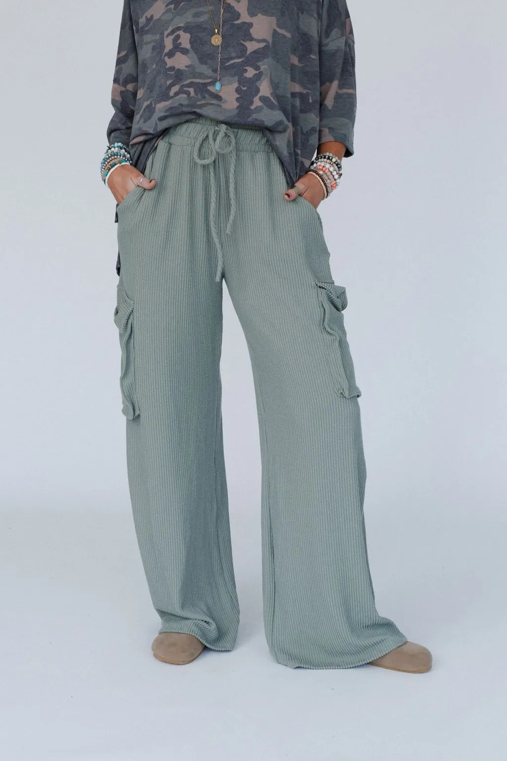 The Nest Keep It Cool Wide Leg Pants - Green