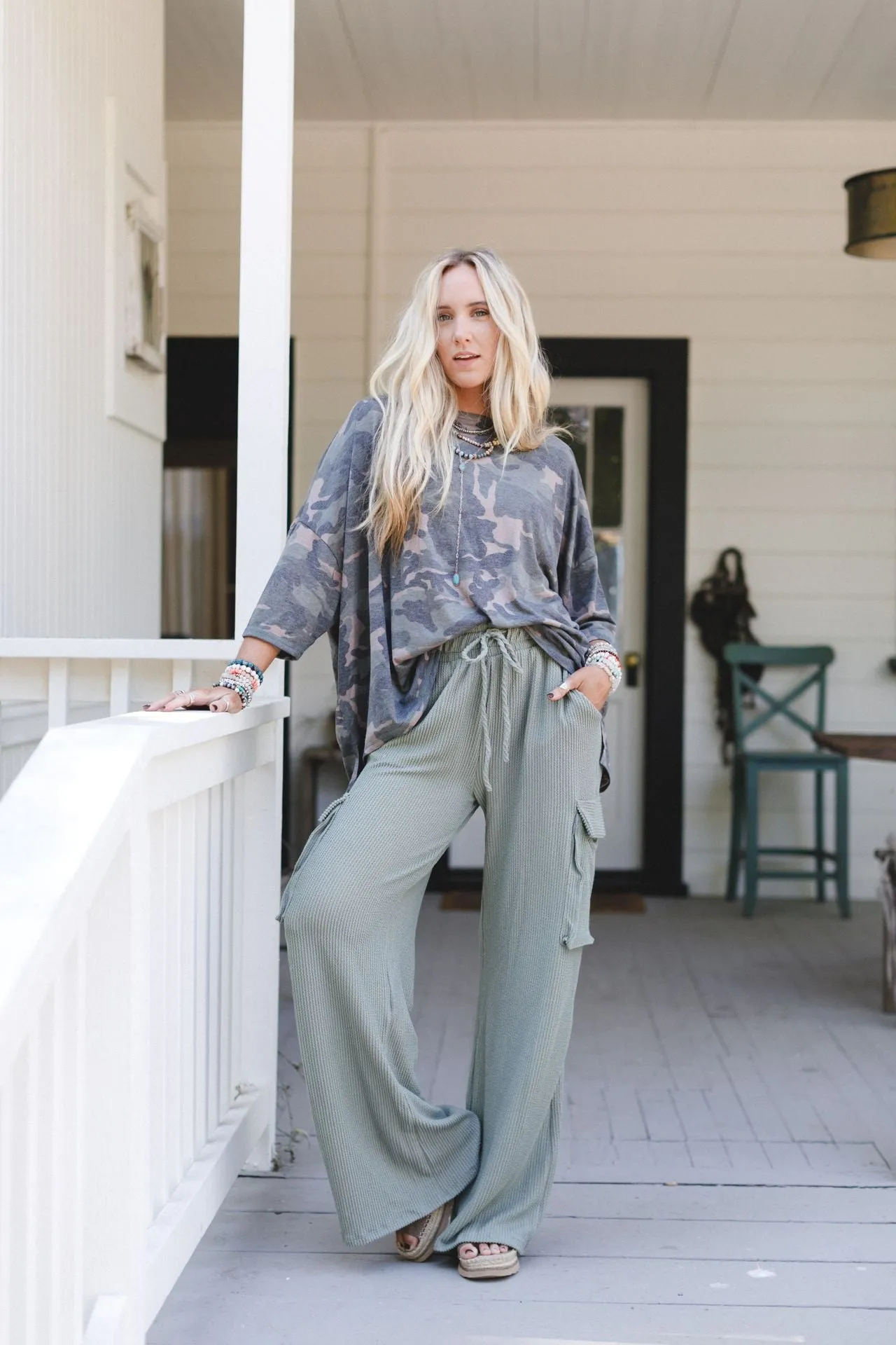 The Nest Keep It Cool Wide Leg Pants - Green