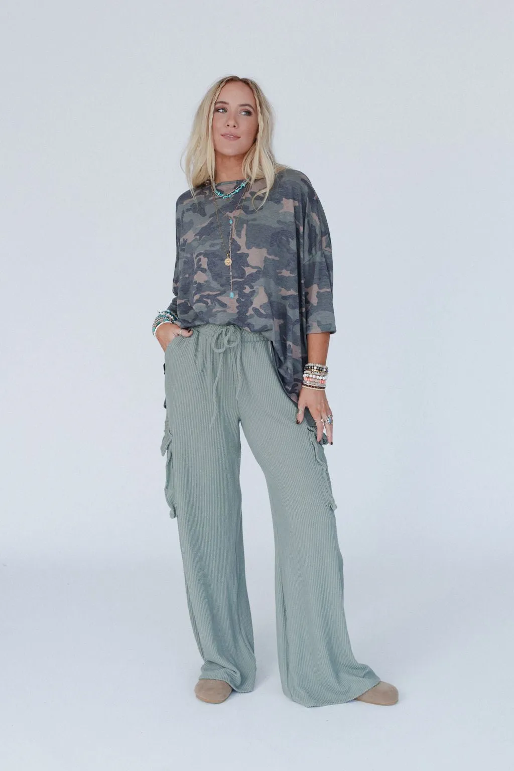 The Nest Keep It Cool Wide Leg Pants - Green