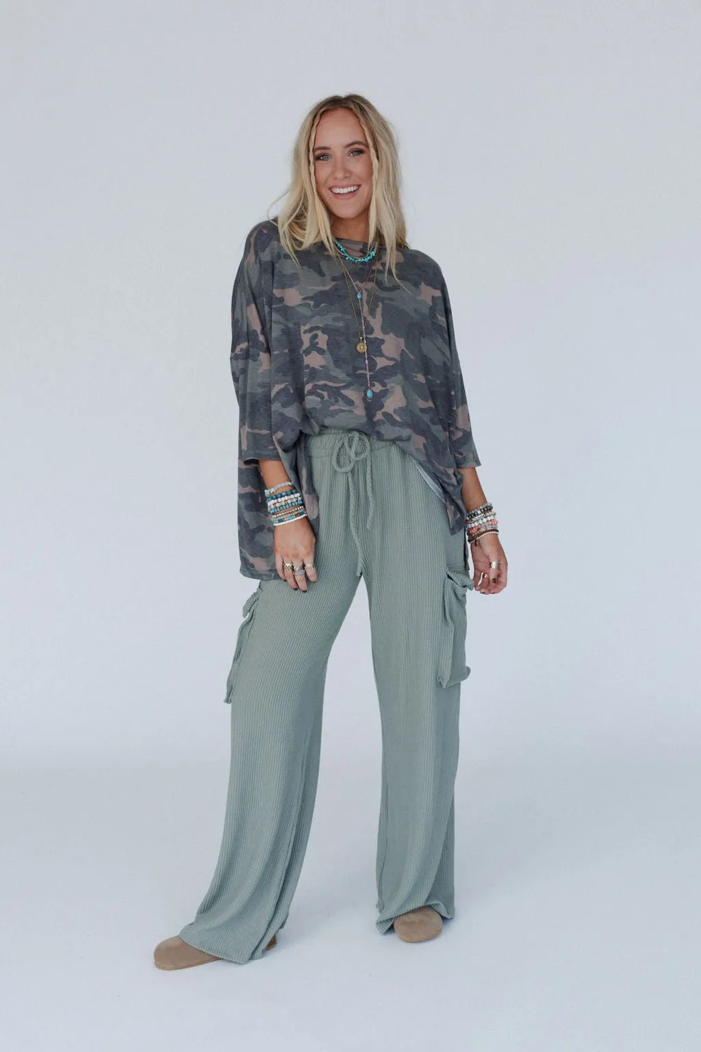 The Nest Keep It Cool Wide Leg Pants - Green