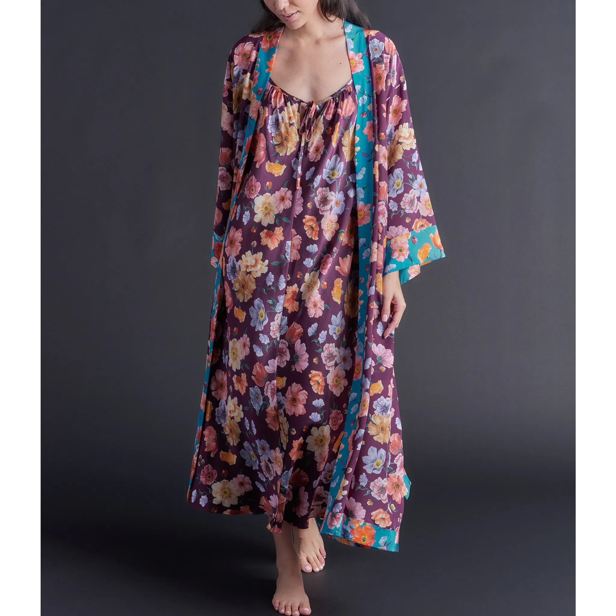 Thea Paneled Slip Dress in Jessica's Picnic Liberty Print Silk Satin