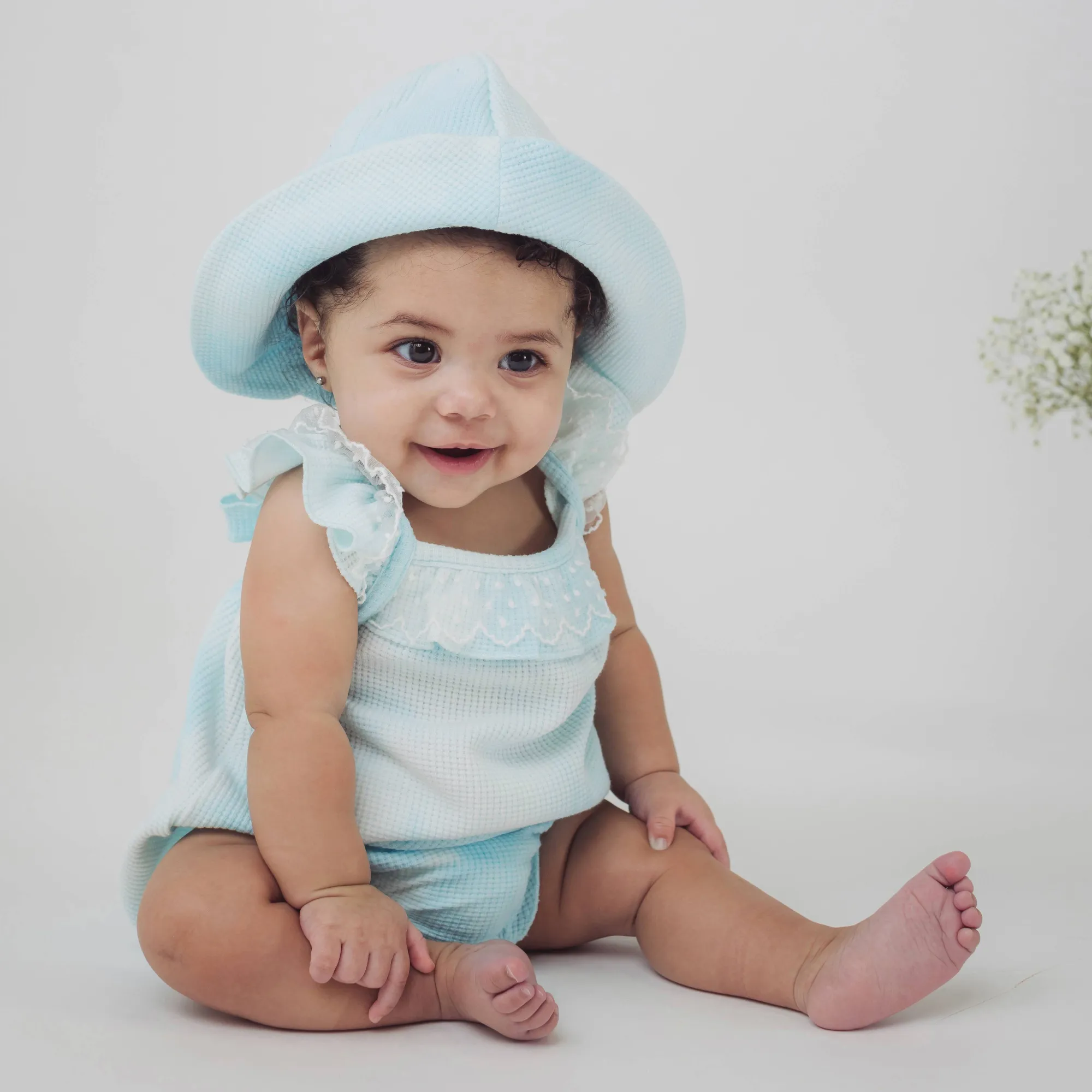 Tie Dye Waffle Romper & Hat Set