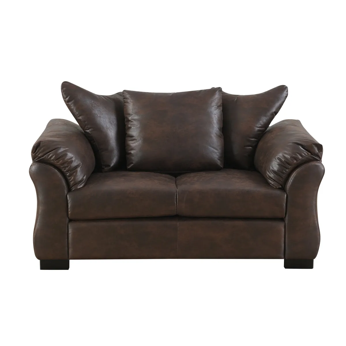 Transitional Modern Brown Loveseat with Polished Microfiber Upholstery