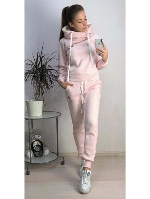 Two Piece Set Tracksuit Women Hoodie Fleece Sweatshirt Top and Pants Jogger Suit Autumn Winter Clothes Chandal Mujer 2 Piezas