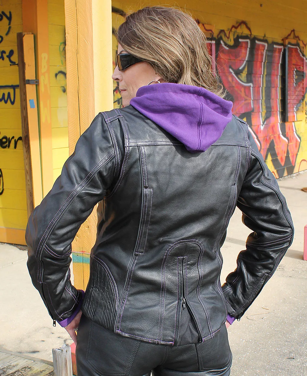 Ultra Premium Purple Stitch Jacket w/Removable Hoodie #L695317HVP