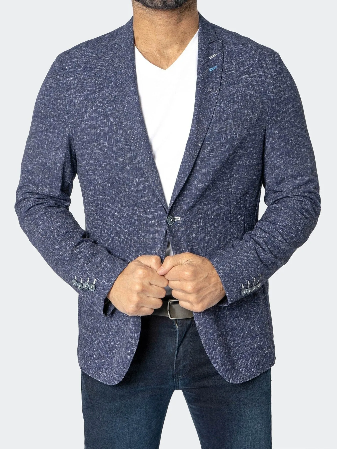 Unconstructed Stretch Blazer - Slub Blue